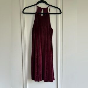 Burgundy Red High Neck Sleeveless Dress for Cocktail Nights